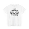 I hate the fucking system, but the system loves fucking me.