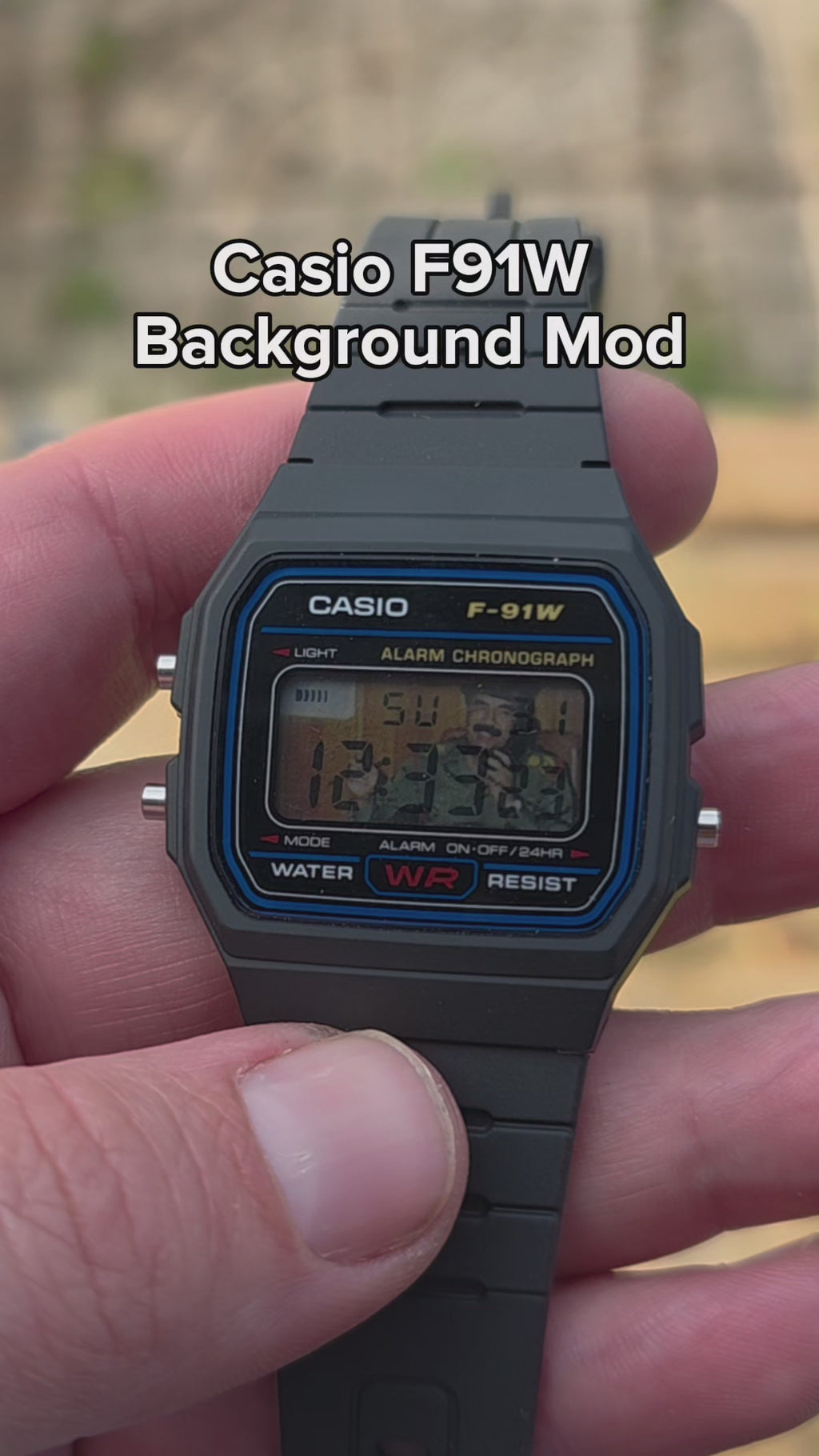 Custom Casio W-91 Watch (Novelty Background Mod)